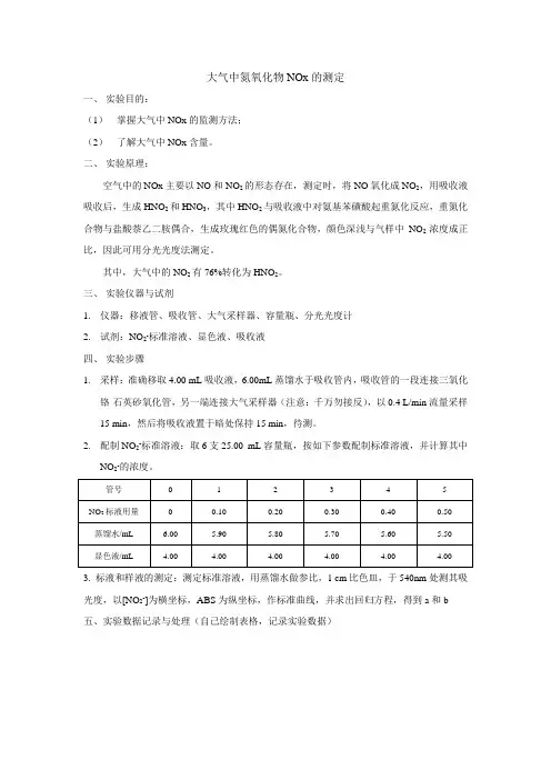 大气中氮氧化物NOx的测定