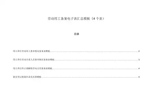 劳动用工备案电子表汇总模板(4个表)