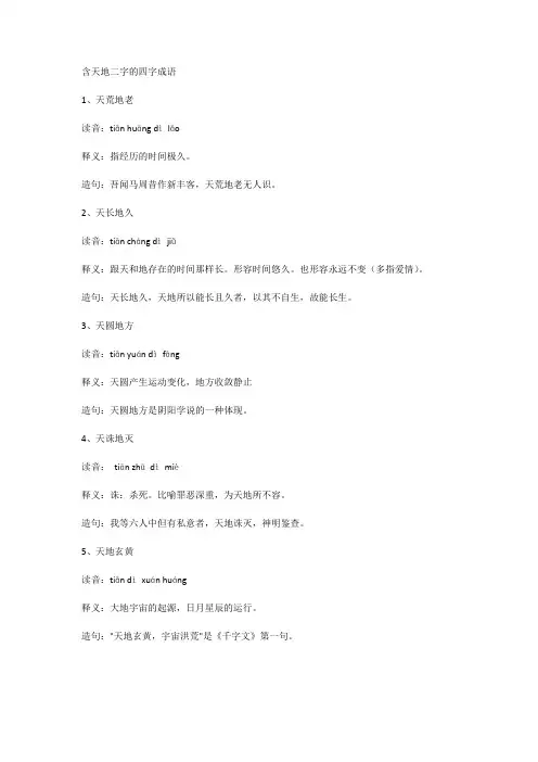含天地二字的四字成语