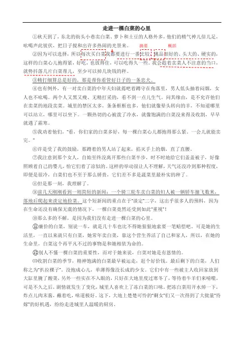 阅读理解第一篇