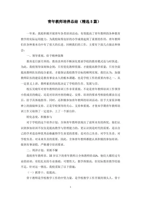 青年教师培养总结(5篇)(最新)