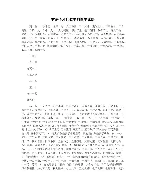 有两个相同数字的四字成语