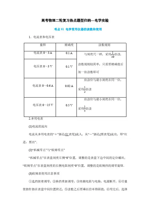 高考物理二轮复习热点题型归纳—电学实验