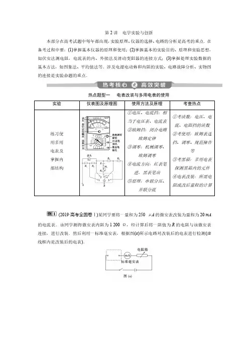 高中 物理 电学实验与创新经典例题及答案解析