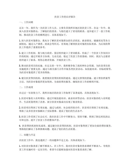 扶贫工作的自评报告