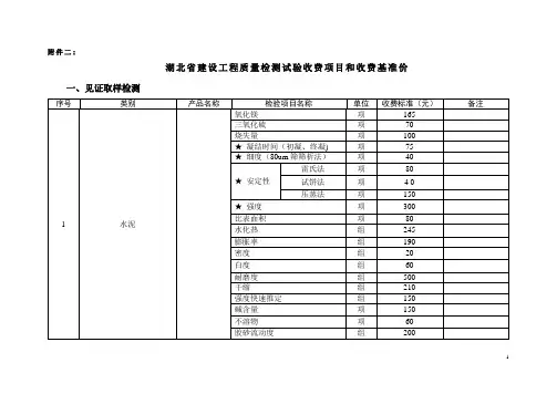 湖北省建设工程质量检测试验收费项目和收费基准价.