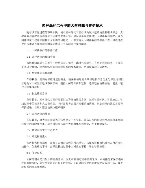 园林绿化工程中的大树移栽与养护技术