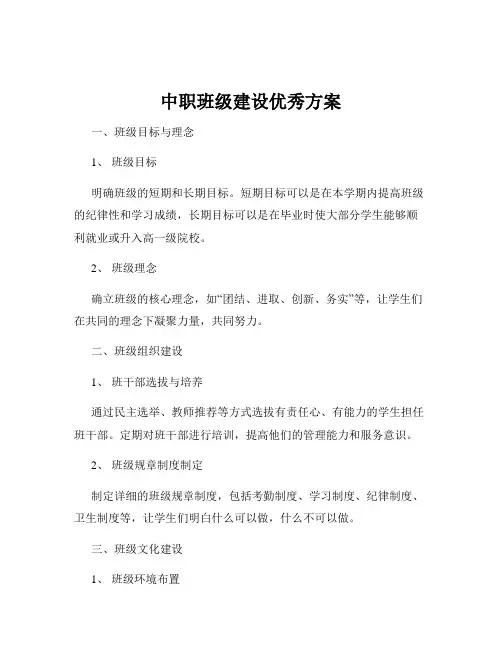 中职班级建设优秀方案