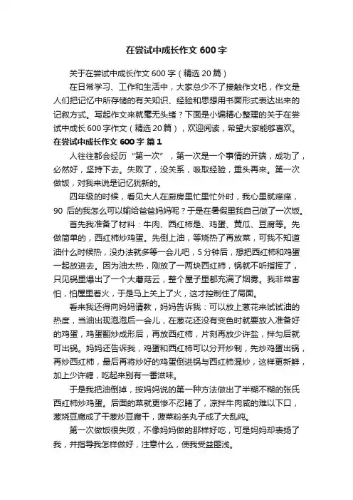 关于在尝试中成长作文600字（精选20篇）