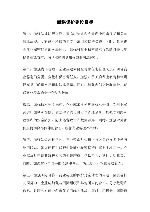 商秘保护建设目标