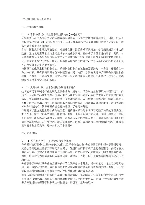 乐器制造行业
