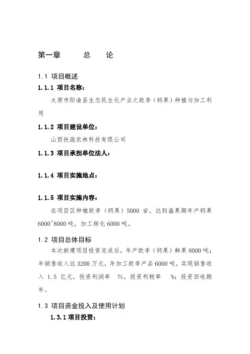 钙果可行性研究报告