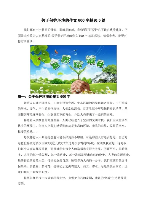 关于保护环境的作文600字精选5篇