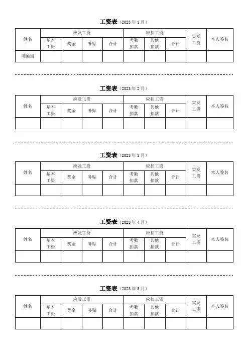 员工工资条(表)