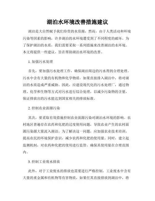 湖泊水环境改善措施建议