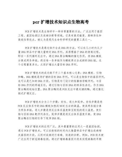 pcr扩增技术知识点生物高考