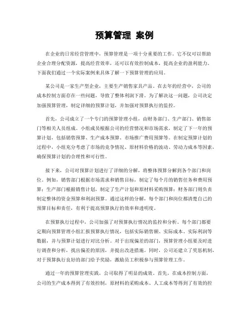 预算管理 案例