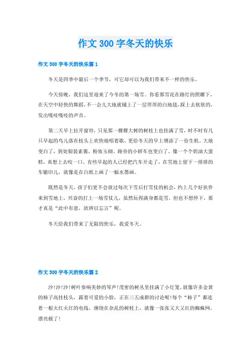 作文300字冬天的快乐