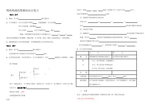 物质构成的奥秘知识点复习超详细