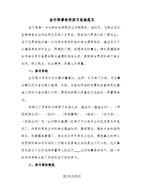 会计师事务所实习总结范文(6篇)