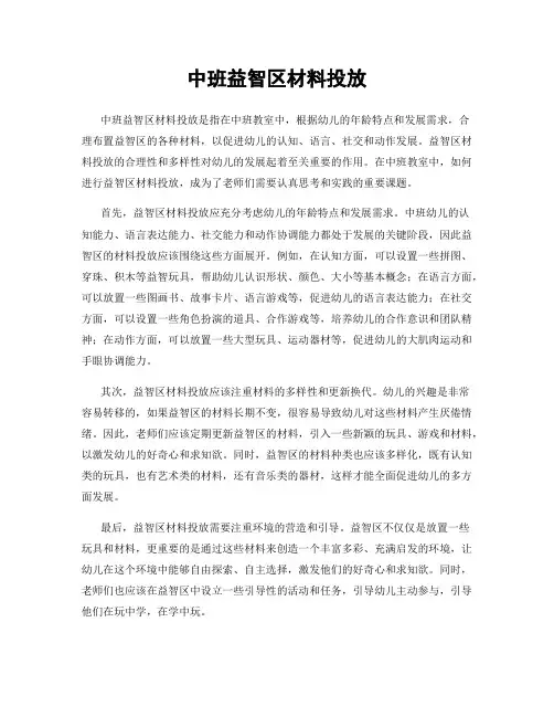 中班益智区材料投放