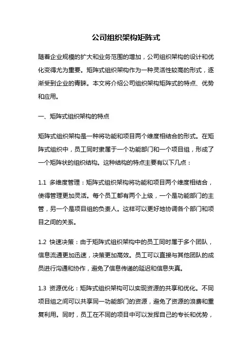 公司组织架构矩阵式