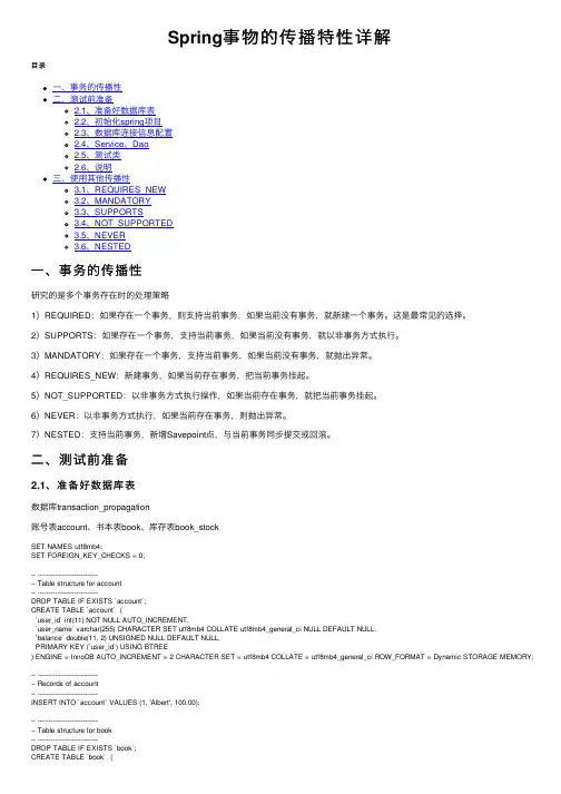 Spring事物的传播特性详解