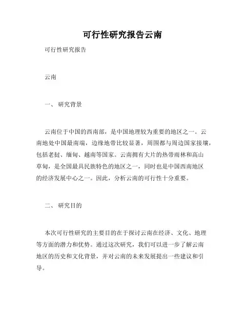 可行性研究报告云南