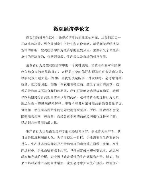 微观经济学论文