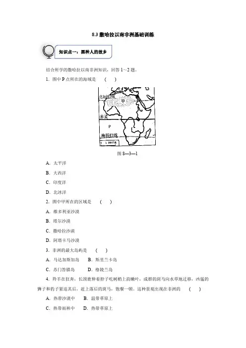 人教版地理七年级下册8 撒哈拉以南非洲基础训练(含答案)