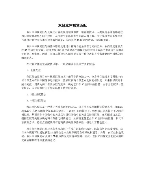 双目立体视觉匹配