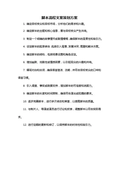 脚本流程文案策划方案