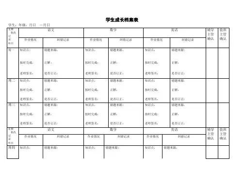 培训机构晚托成长记录表