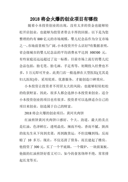 2018将会火爆的创业项目有哪些.doc