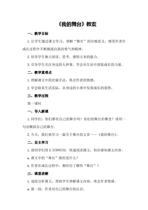 《我的舞台》教案