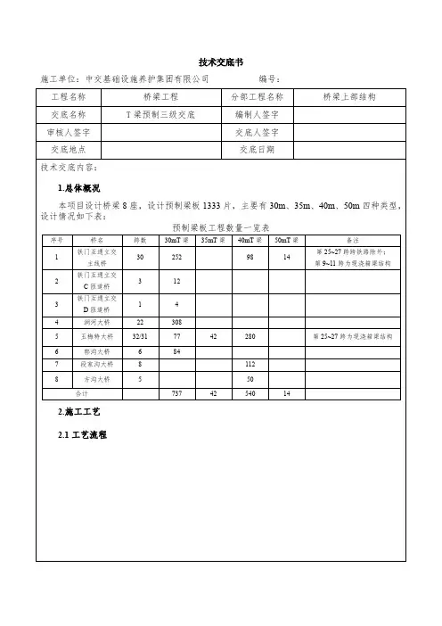 T梁预制交底书 3级