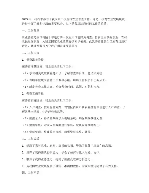 个人工作总结农业普查