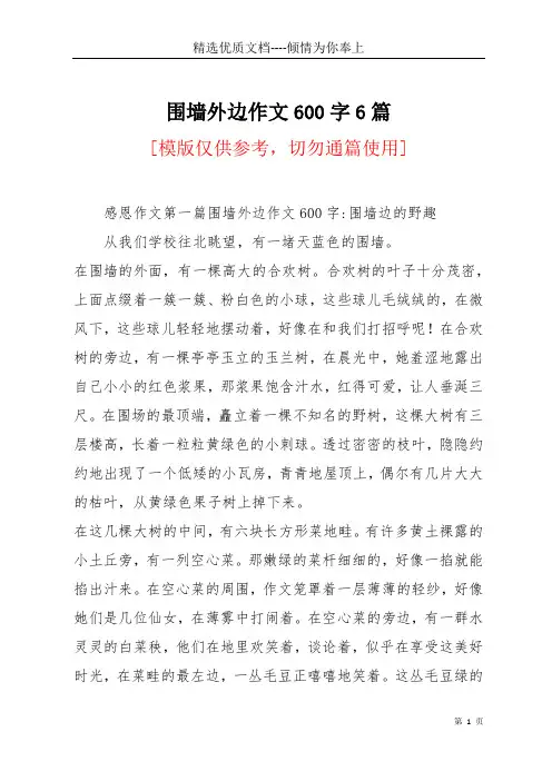 围墙外边作文600字6篇(共32页)