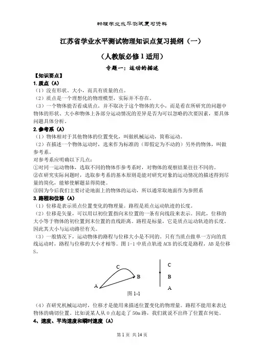 (完整版)小高考物理知识点,推荐文档