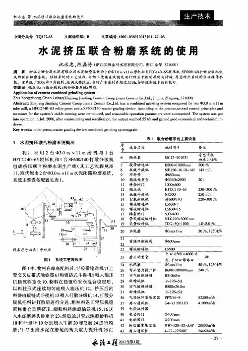 水泥挤压联合粉磨系统的使用