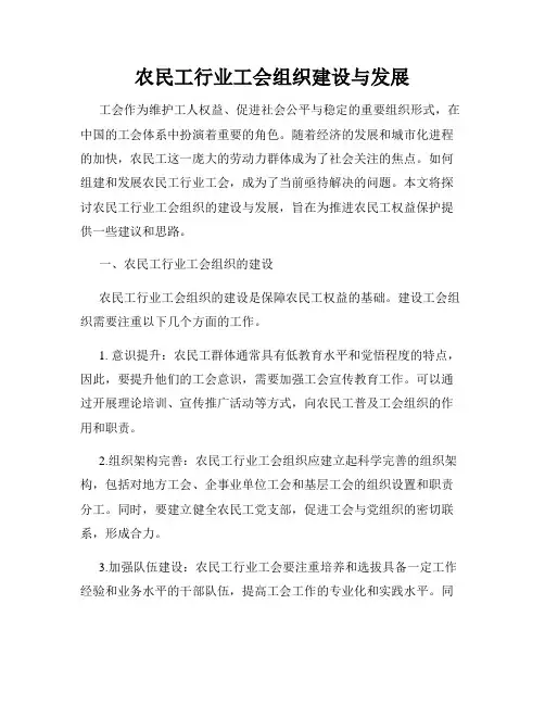农民工行业工会组织建设与发展