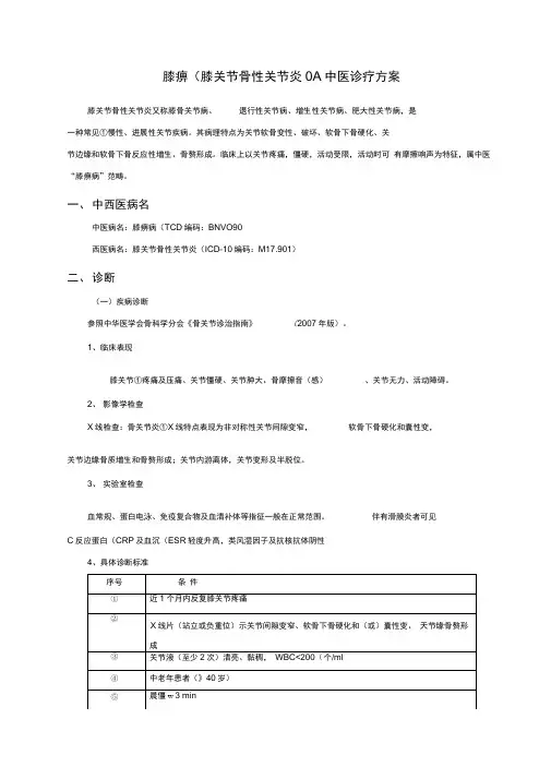 膝关节骨性关节炎中医诊疗方案