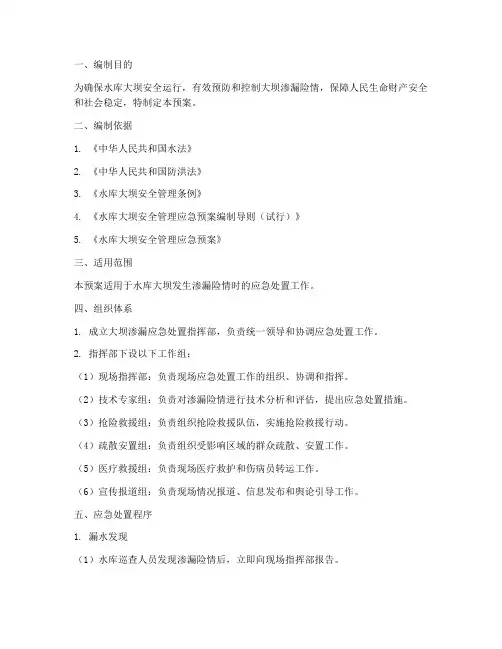 大坝渗漏处置预案方案