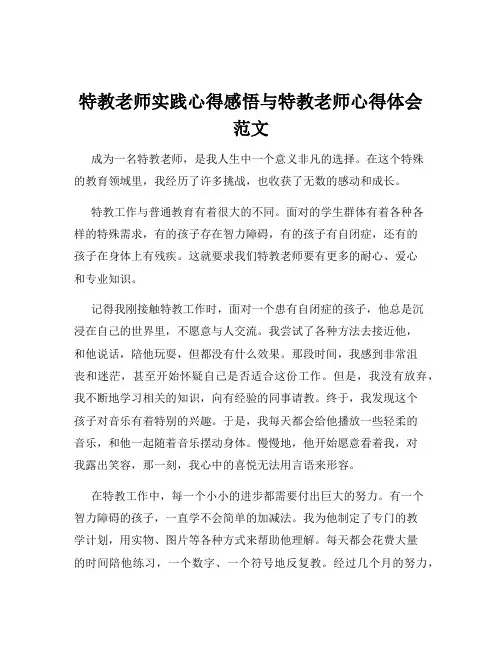 特教老师实践心得感悟与特教老师心得体会范文