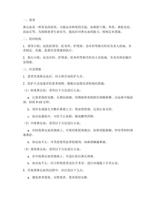 鼻出血的应急预案