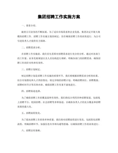 集团招聘工作实施方案