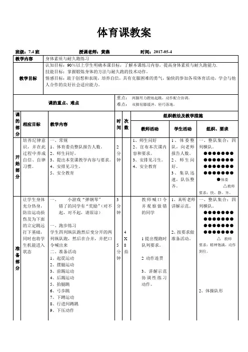身体的素质练习与耐久跑公开课教案