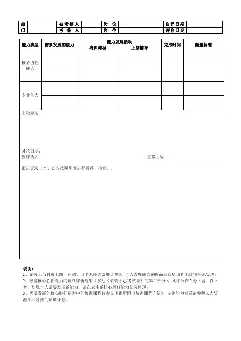 个人能力发展计划表格模板