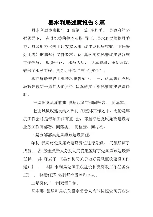 县水利局述廉报告3篇