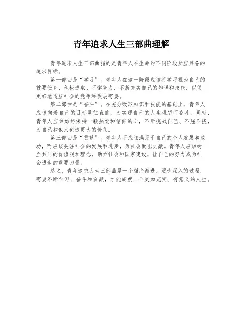 青年追求人生三部曲理解